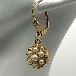 Faux Pearl Cluster Earrings Gold-tone NWOT